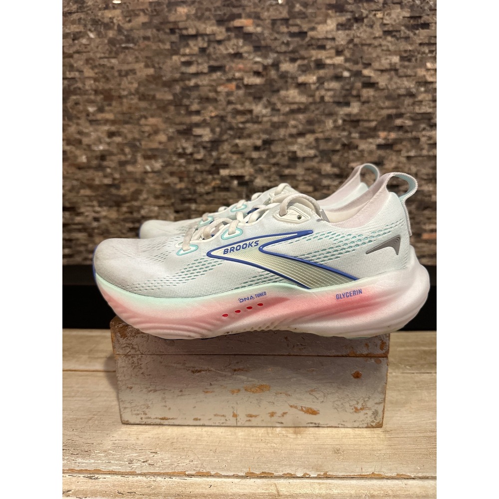 Brooks Glycerin 22 Womens Running Shoes White Blue Sneakers 120434 1B 110 Sz 8 - Picture 3 of 7